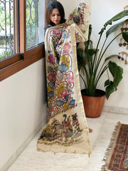 Handpainted Kalamkari Dupatta in Chanderi Silk - Masakalee