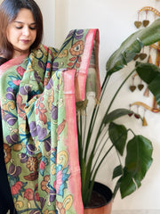 Handpainted Kalamkari Dupatta in Chanderi Silk - Masakalee
