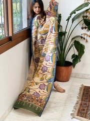 Handpainted Kalamkari Dupatta in Chanderi Silk - Masakalee