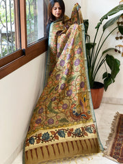 Handpainted Kalamkari Dupatta in Chanderi Silk - Masakalee