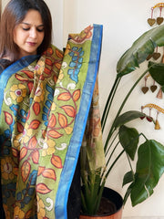 Handpainted Kalamkari Dupatta in Chanderi Silk - Masakalee