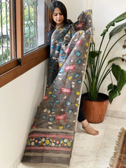 Handpainted Kalamkari Dupatta in Chanderi Silk - Masakalee