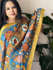 Handpainted Kalamkari Dupatta in Chanderi Silk - Masakalee