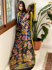 Handpainted Kalamkari Dupatta in Chanderi Silk - Masakalee