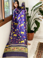 Handpainted Kalamkari Dupatta in Chanderi Silk - Masakalee