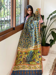 Handpainted Kalamkari Dupatta in Chanderi Silk - Masakalee