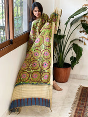 Handpainted Kalamkari Dupatta in Chanderi Silk - Masakalee
