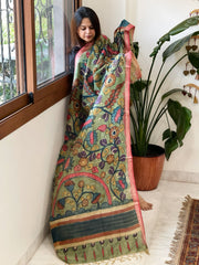 Handpainted Kalamkari Dupatta in Chanderi Silk - Masakalee