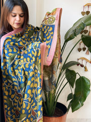 Handpainted Kalamkari Dupatta in Chanderi Silk - Masakalee