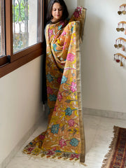 Handpainted Kalamkari Dupatta in Chanderi Silk - Masakalee