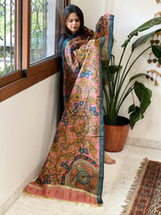 Handpainted Kalamkari Dupatta in Chanderi Silk - Masakalee