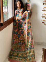 Handpainted Kalamkari Dupatta in Chanderi Silk - Masakalee