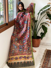 Handpainted Kalamkari Dupatta in Chanderi Silk - Masakalee
