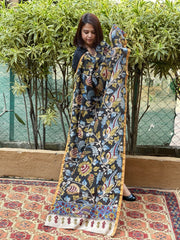 Handpainted Kalamkari Dupatta in Chanderi Silk - Masakalee