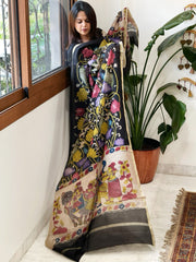 Handpainted Kalamkari Dupatta in Chanderi Silk - Masakalee