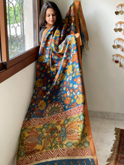 Handpainted Kalamkari Dupatta in Chanderi Silk - Masakalee