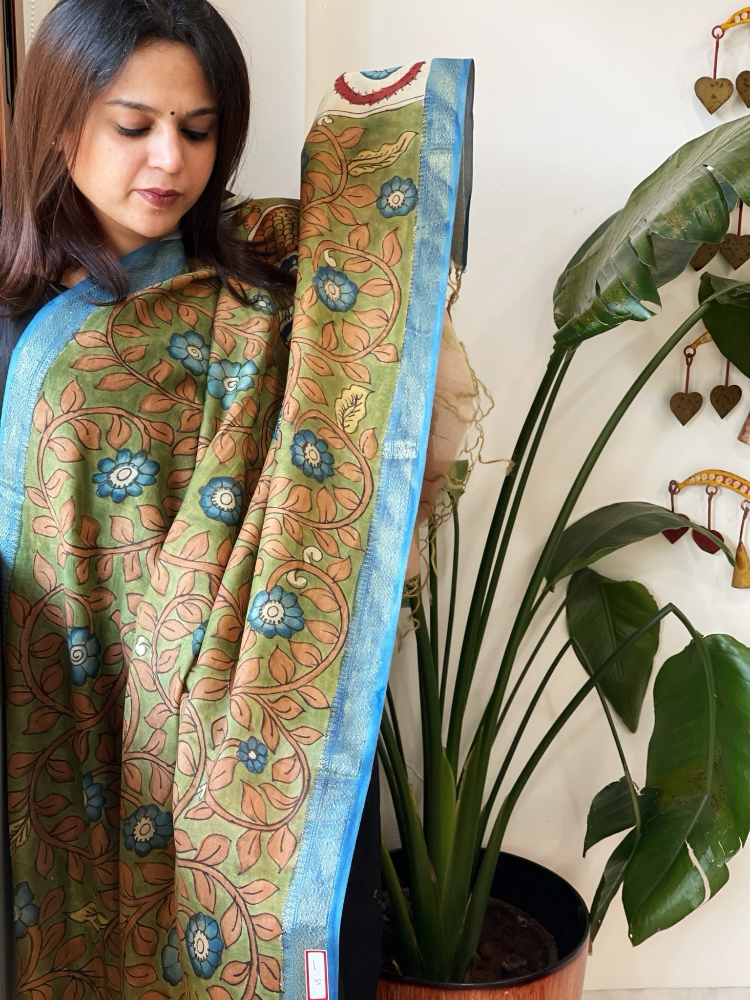 Handpainted Kalamkari Dupatta in Chanderi Silk - Masakalee