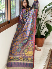 Handpainted Kalamkari Dupatta in Chanderi Silk - Masakalee