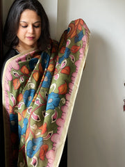 Handpainted Kalamkari Dupatta in Chanderi Silk - Masakalee