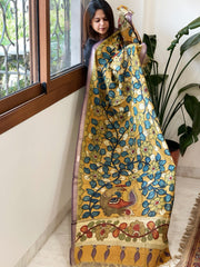 Handpainted Kalamkari Dupatta in Chanderi Silk - Masakalee