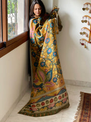 Handpainted Kalamkari Dupatta in Chanderi Silk - Masakalee