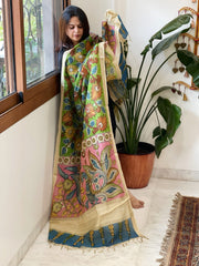 Handpainted Kalamkari Dupatta in Chanderi Silk - Masakalee