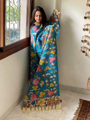 Handpainted Kalamkari Dupatta in Chennuri Silk - Masakalee