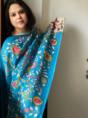 Handpainted Kalamkari Dupatta in Chennuri Silk - Masakalee