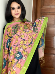Handpainted Kalamkari Dupatta in Chennuri Silk - Masakalee