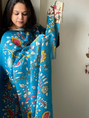 Handpainted Kalamkari Dupatta in Chennuri Silk - Masakalee