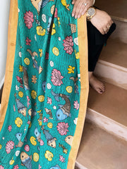 Handpainted Kalamkari Dupatta in Chennuri Silk - Masakalee