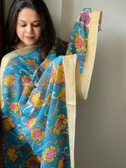 Handpainted Kalamkari Dupatta in Chennuri Silk - Masakalee