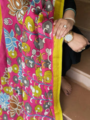 Handpainted Kalamkari Dupatta in Chennuri Silk - Masakalee