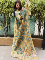 Handpainted Kalamkari Dupatta in Tussar Silk - Masakalee