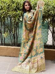 Handpainted Kalamkari Dupatta in Tussar Silk - Masakalee