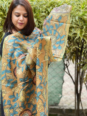 Handpainted Kalamkari Dupatta in Tussar Silk - Masakalee