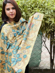 Handpainted Kalamkari Dupatta in Tussar Silk - Masakalee