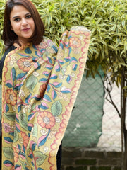 Handpainted Kalamkari Dupatta in Tussar Silk - Masakalee