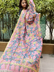 Handpainted Kalamkari Dupatta in Tussar Silk - Masakalee