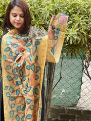 Handpainted Kalamkari Dupatta in Tussar Silk - Masakalee