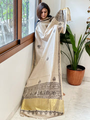 Handpainted Madhubani Dupatta in Pure Chanderi Silk - Masakalee