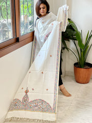 Handpainted Madhubani Dupatta in Pure Chanderi Silk - Masakalee