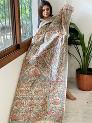 Handpainted Madhubani Dupatta in Pure Tussar Silk - Masakalee