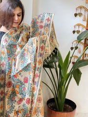 Handpainted Madhubani Dupatta in Pure Tussar Silk - Masakalee