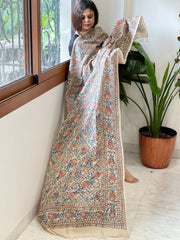 Handpainted Madhubani Dupatta in Pure Tussar Silk - Masakalee