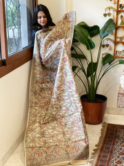 Handpainted Madhubani Dupatta in Pure Tussar Silk - Masakalee