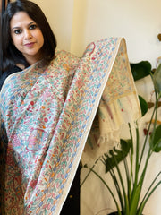 Handpainted Madhubani Dupatta in Pure Tussar Silk - Masakalee