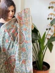 Handpainted Madhubani Dupatta in Pure Tussar Silk - Masakalee