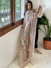 Handpainted Madhubani Dupatta in Pure Tussar Silk - Masakalee