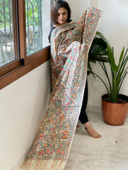 Handpainted Madhubani Dupatta in Pure Tussar Silk - Masakalee